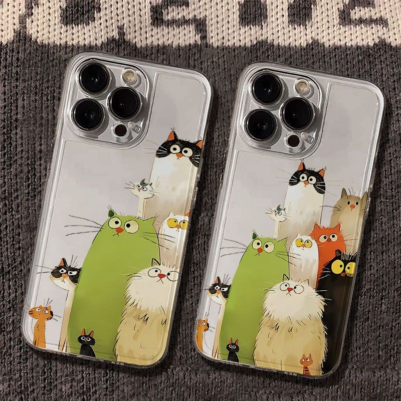 水彩猫咪卡通太空手机壳适用于苹果16透明iphone14保护壳1512pro