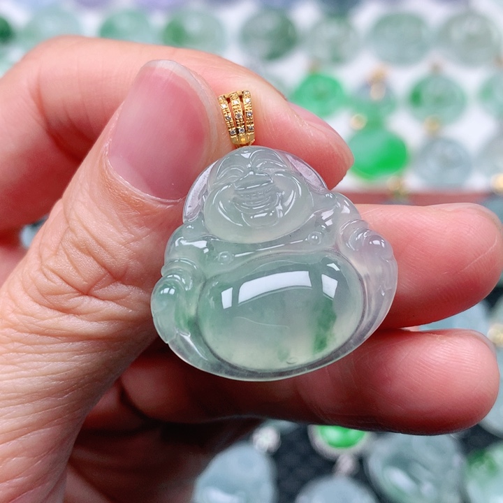 翡翠吊坠(不含链)18K金镶嵌