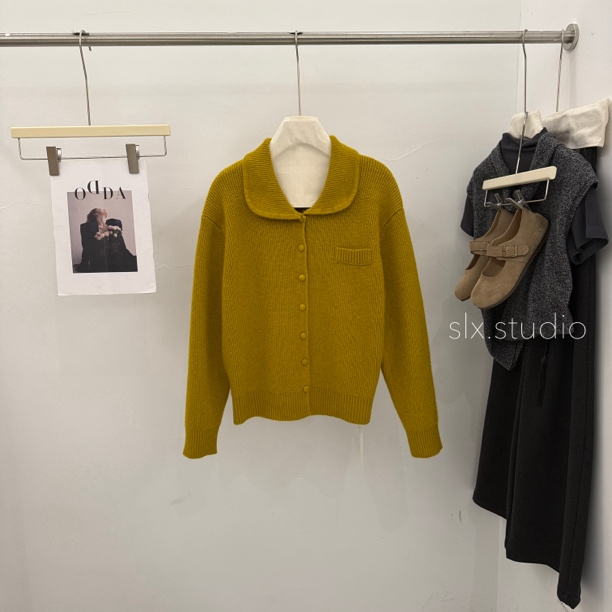 slx@ 715 翻领坑条毛衣