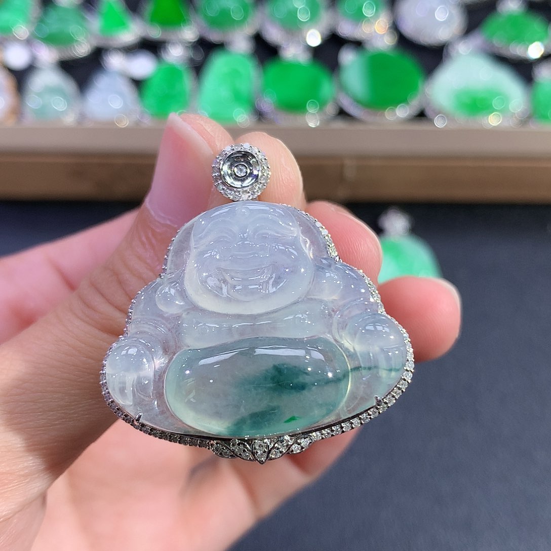 翡翠18K金镶嵌吊坠(赠链)