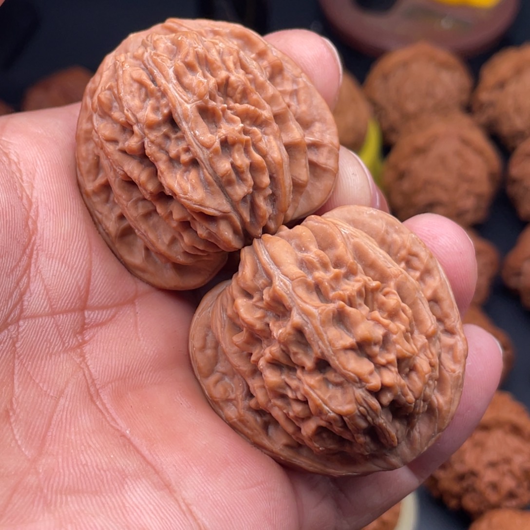 雨***落文玩核桃把件41四座楼