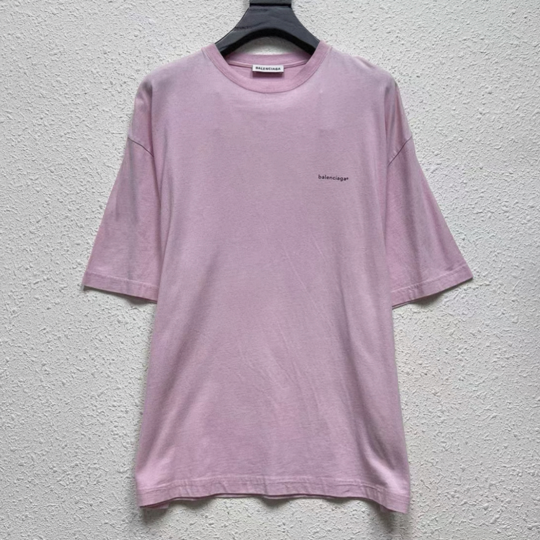 99新 Balenciaga/巴黎世家 二手奢侈品巴黎世家 小LOGO 粉色短袖