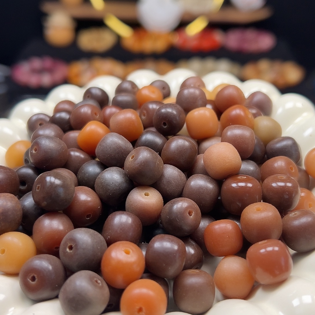 手串菩提根/象牙果微瑕卡12老料咖桶200颗