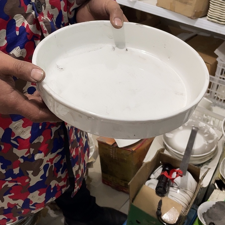 瓷片强化瓷圆盘一个 口径25厘米 瑕疵品