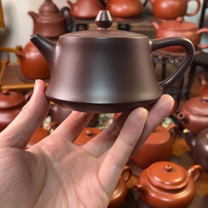 萌***咕紫砂茶壶柱础石瓢180cc紫泥