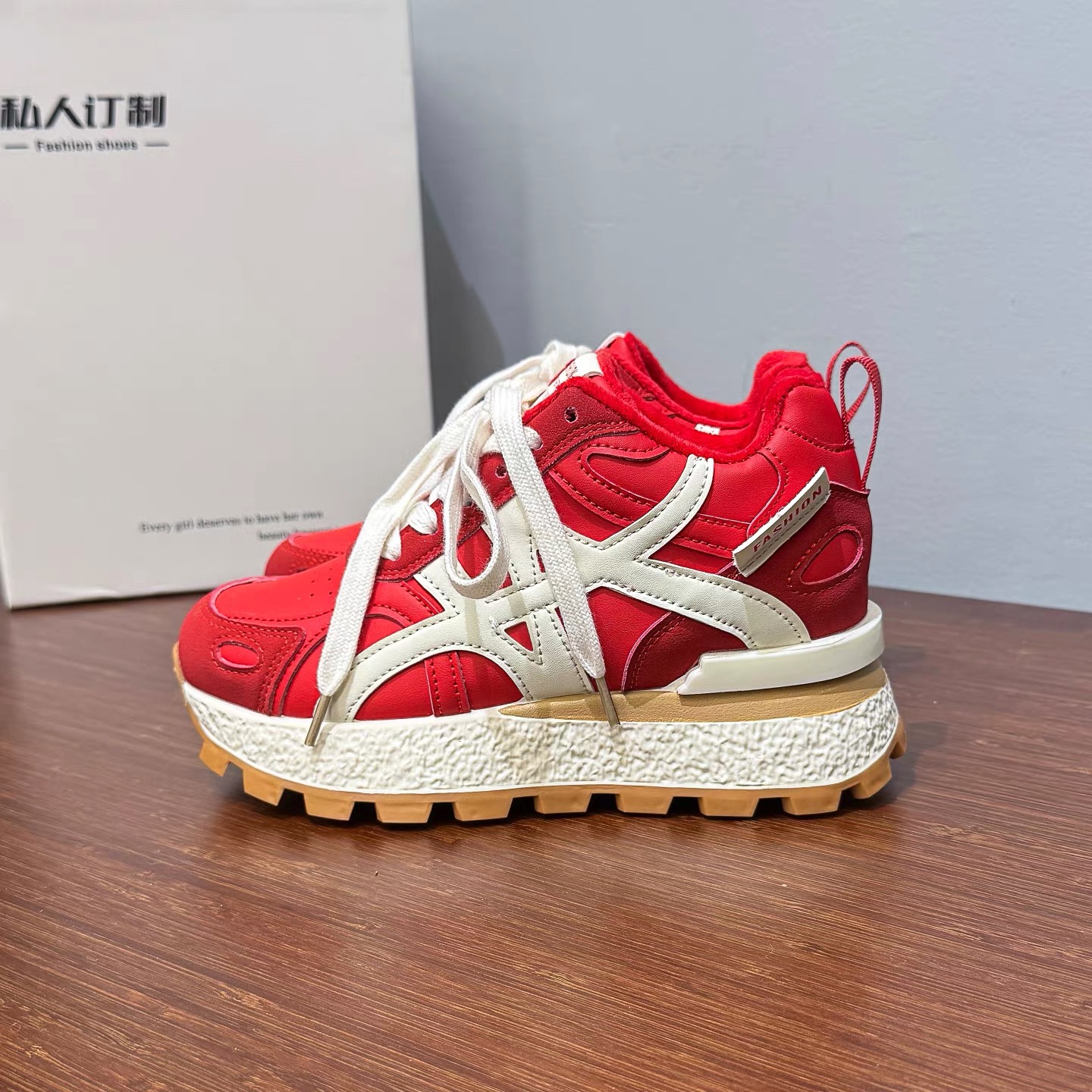 （牛皮版正品，现货）内增高8CM厚底阿甘鞋女2025新款跑步登山运动鞋