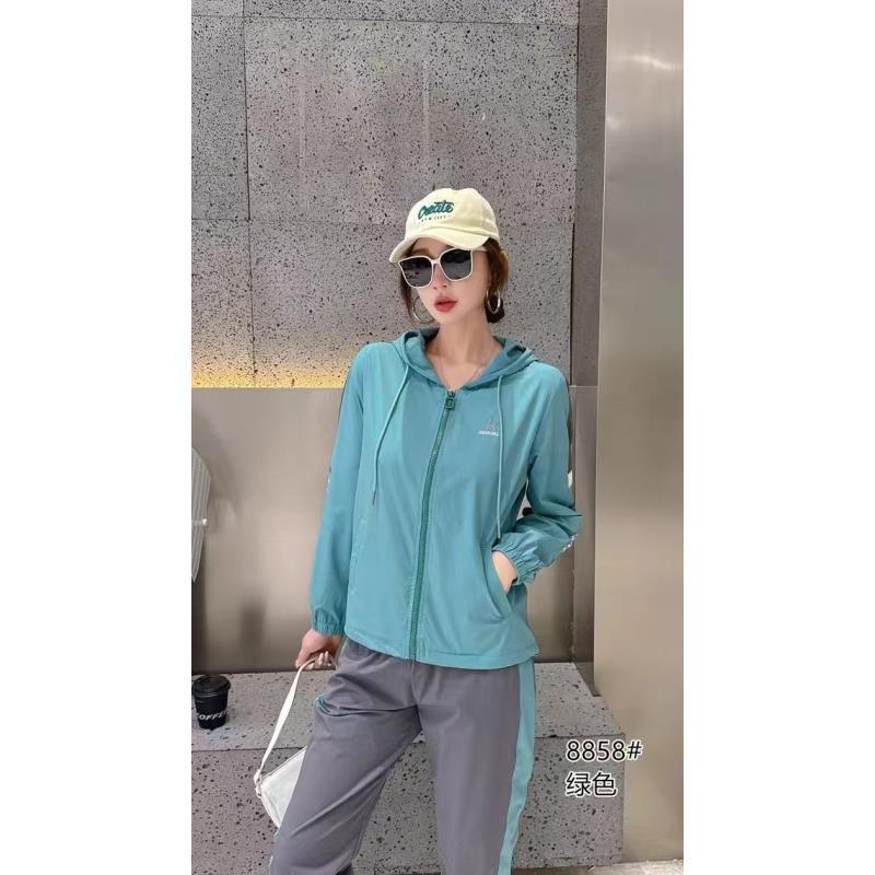 宽松短外套宽松型连帽薄款格纹运动女长袖开衫透气8828