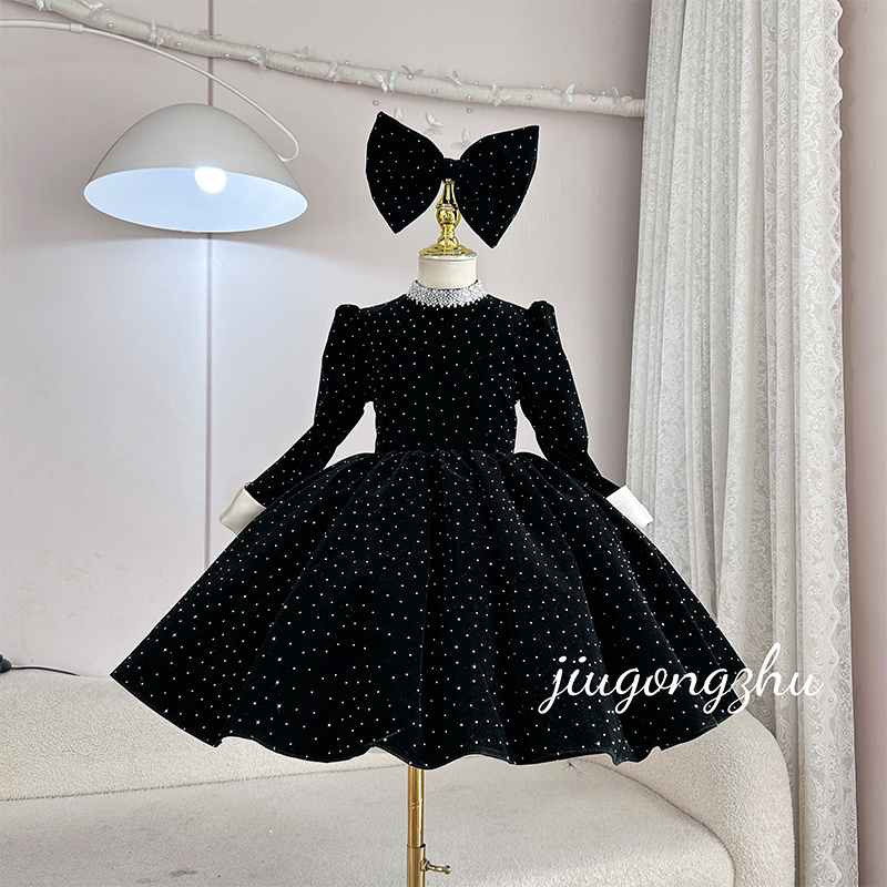 【黑巧童话】千金风公主风礼服公主裙裙女童裙子小女孩长袖加绒童装