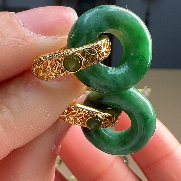 翡翠耳饰银S925镶嵌耳饰