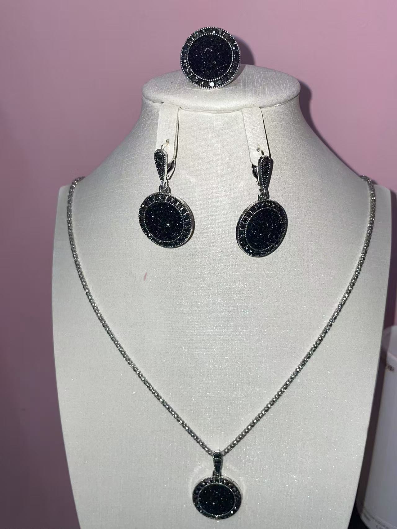 非金属合成锆石项链 154-黑色闪耀女士套装时尚潮流