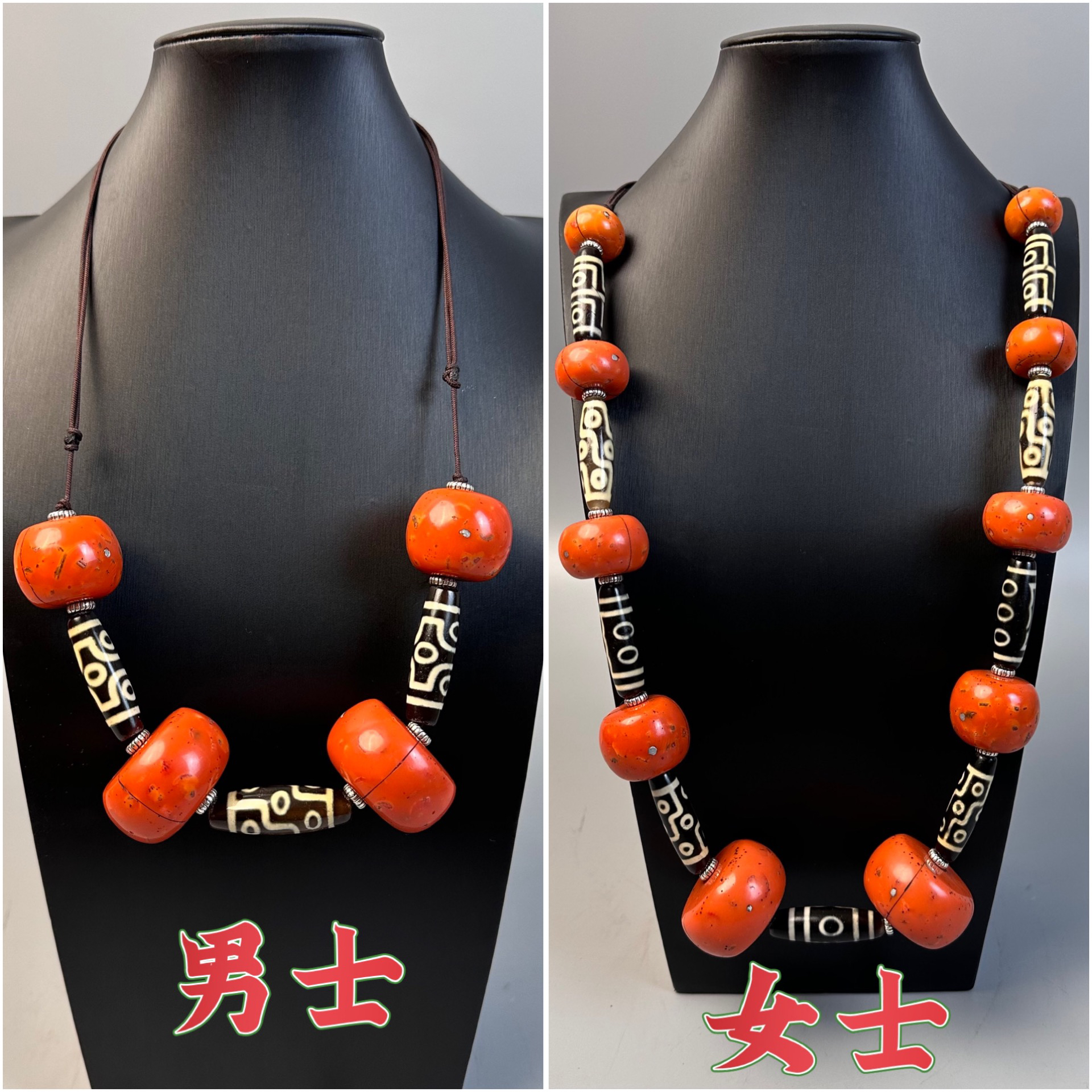 铜合金项链 央金原创民族风打银钉复古仿老珠子项链男女款藏装百