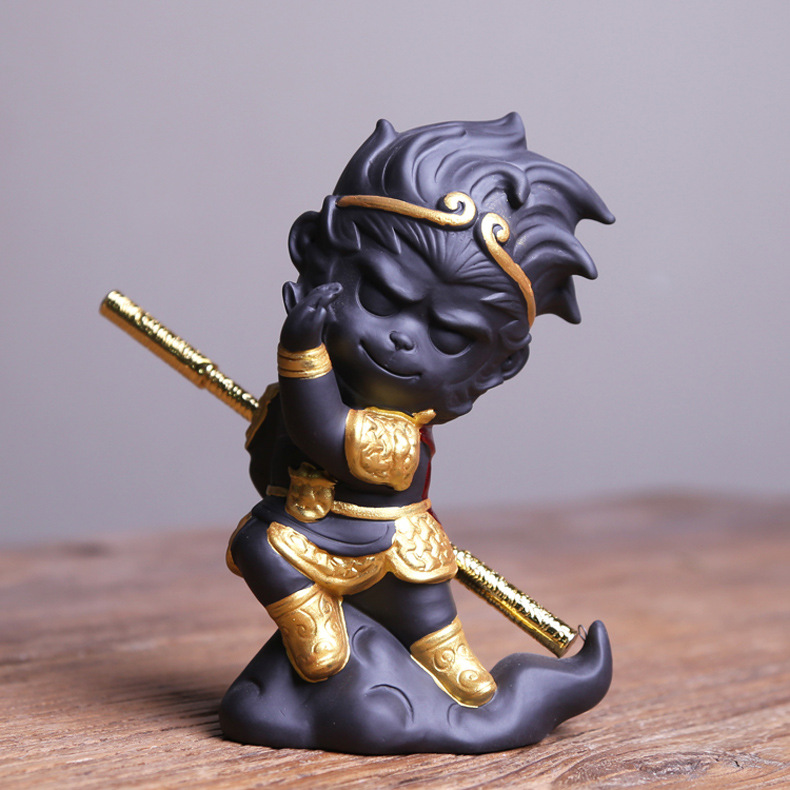 齐天大圣孙悟空紫砂猴子茶宠摆件鱼缸造景水族假山盆景装饰品家居