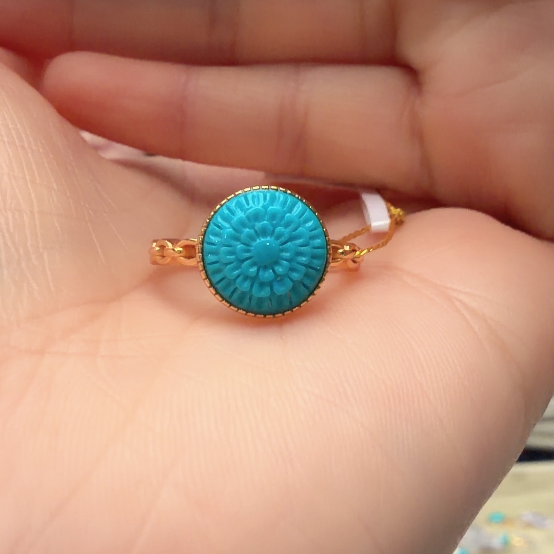 绿松石银S925镶嵌戒指