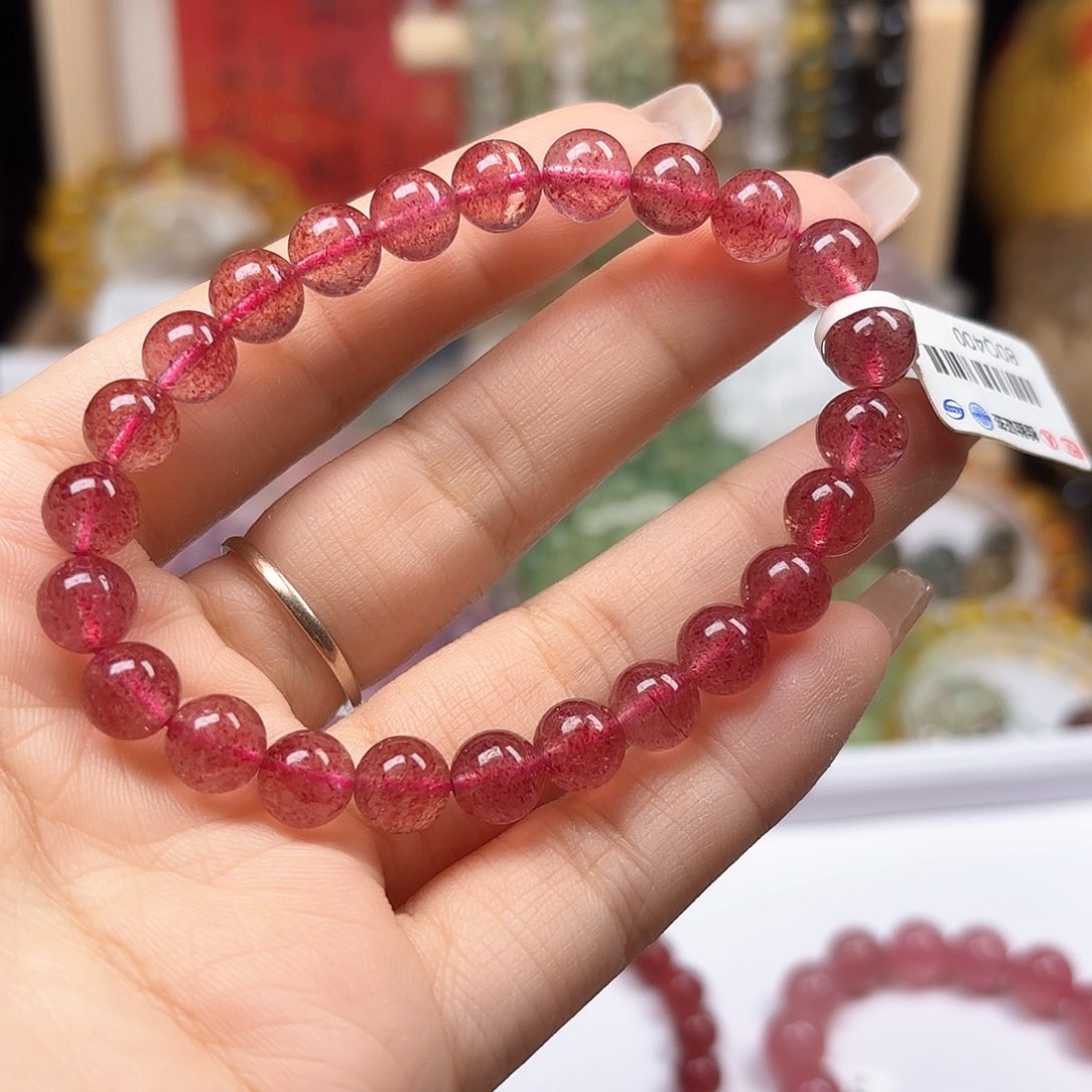 水晶手链未镶嵌鸽血红草莓晶8