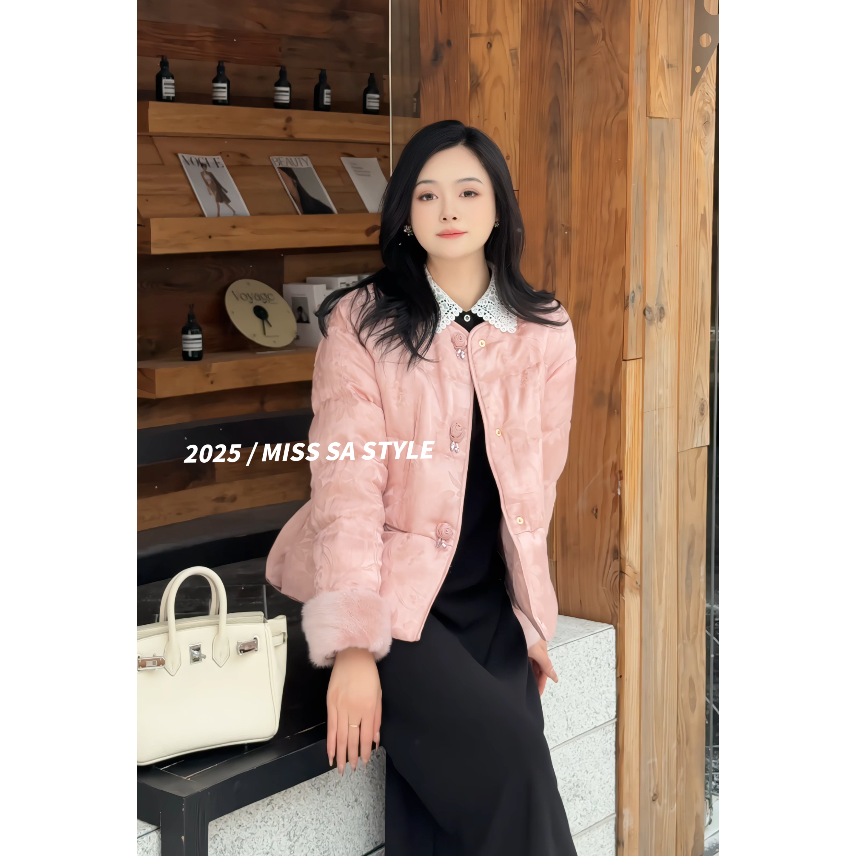 MISS SA 新中式提花盘扣羽绒服冬季气质百搭羽绒外套SW25119715