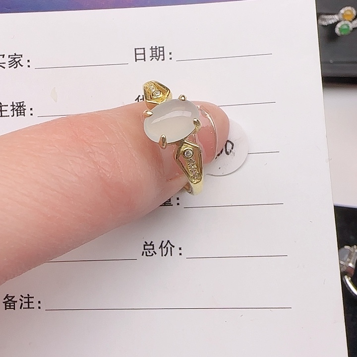 翡翠戒指银S925镶嵌缅甸a货天然戒指s925银镶