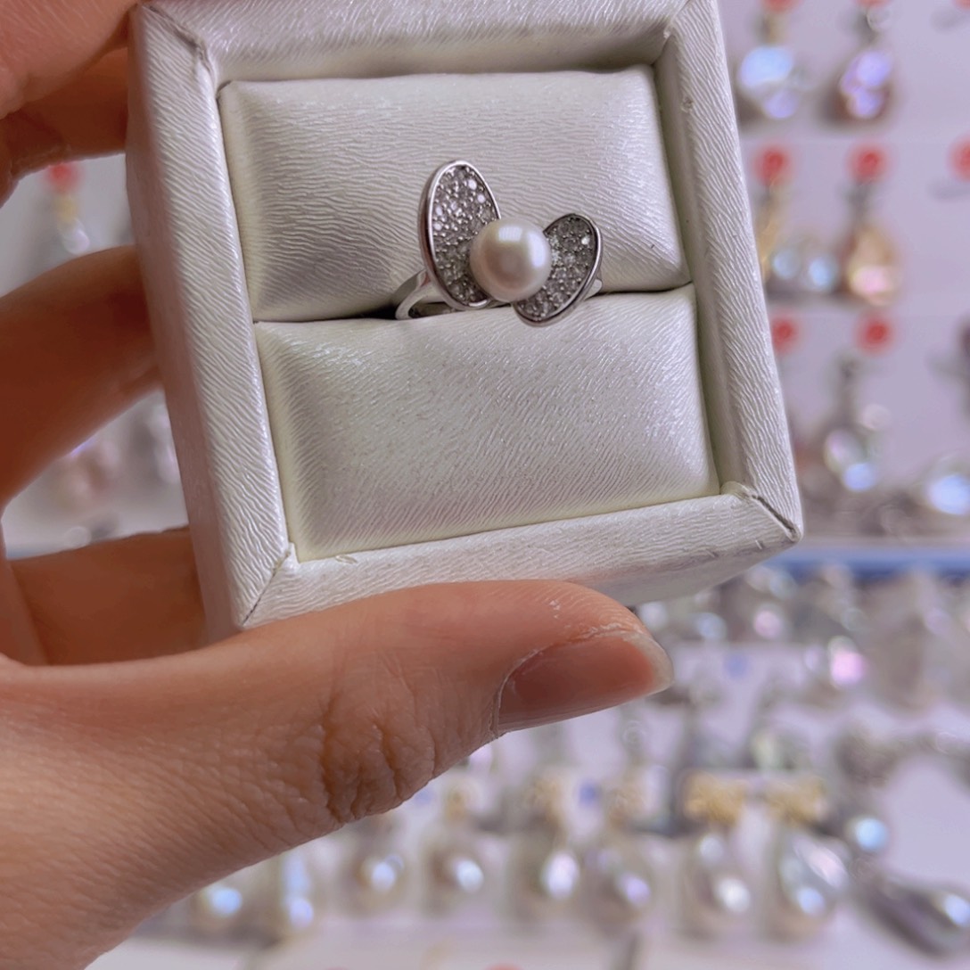 淡水珍珠戒指银S925镶嵌