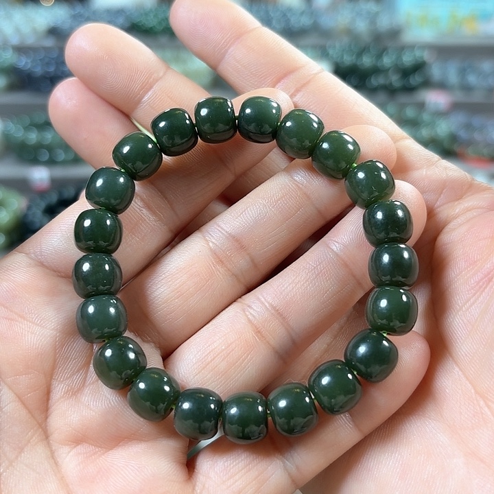 和田玉手链未镶嵌新疆若羌青黄口料老型卡10