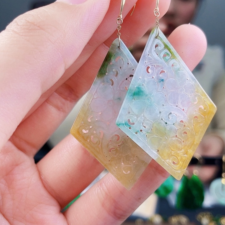 翡翠耳饰18K金镶嵌饰品