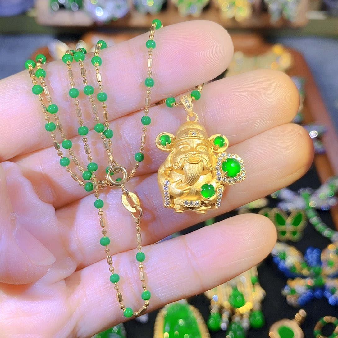 吊坠(不含链)银S925镶嵌翡翠