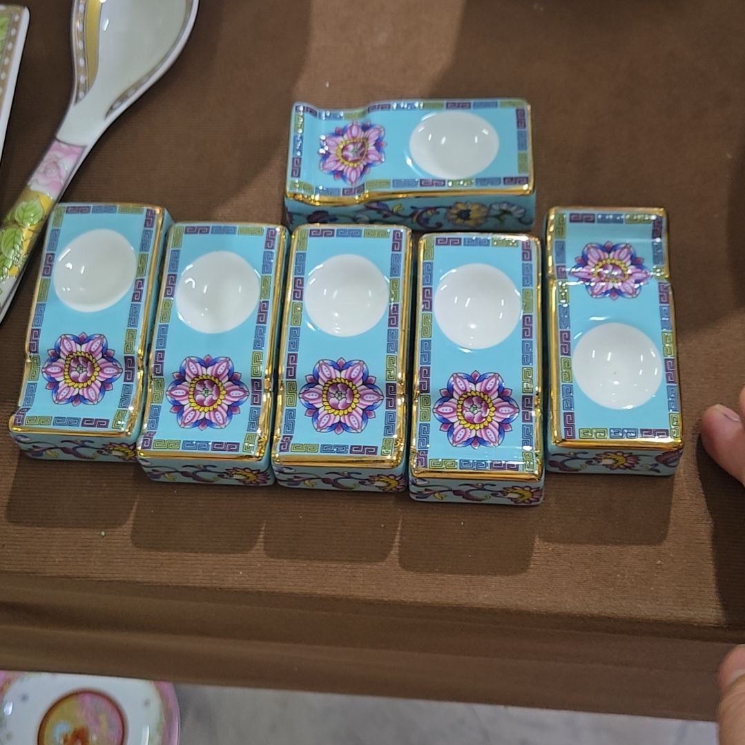 碗微瑕珐琅彩筷子架6个6666666