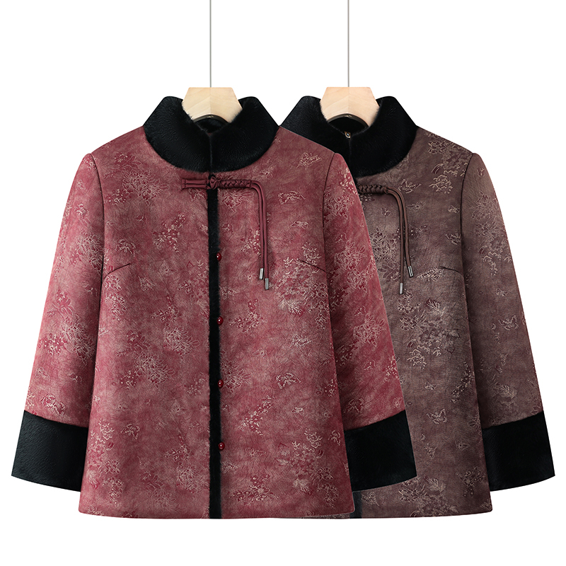 中老年妈妈冬装加绒加厚棉服棉衣中老年女秋冬国风唐装棉袄外套