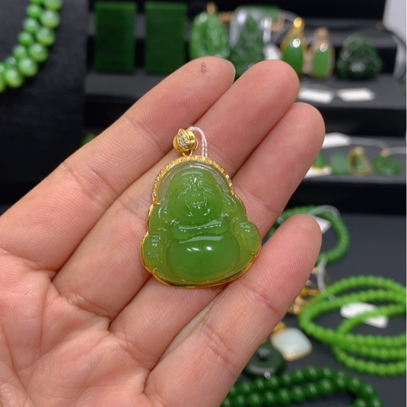 【闪购商品】和田玉（糖玉）颈饰18K金镶嵌