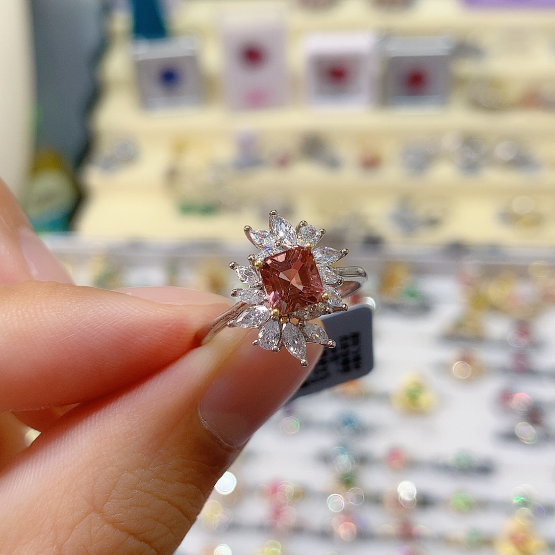 银S925镶嵌戒指戒指碧玺