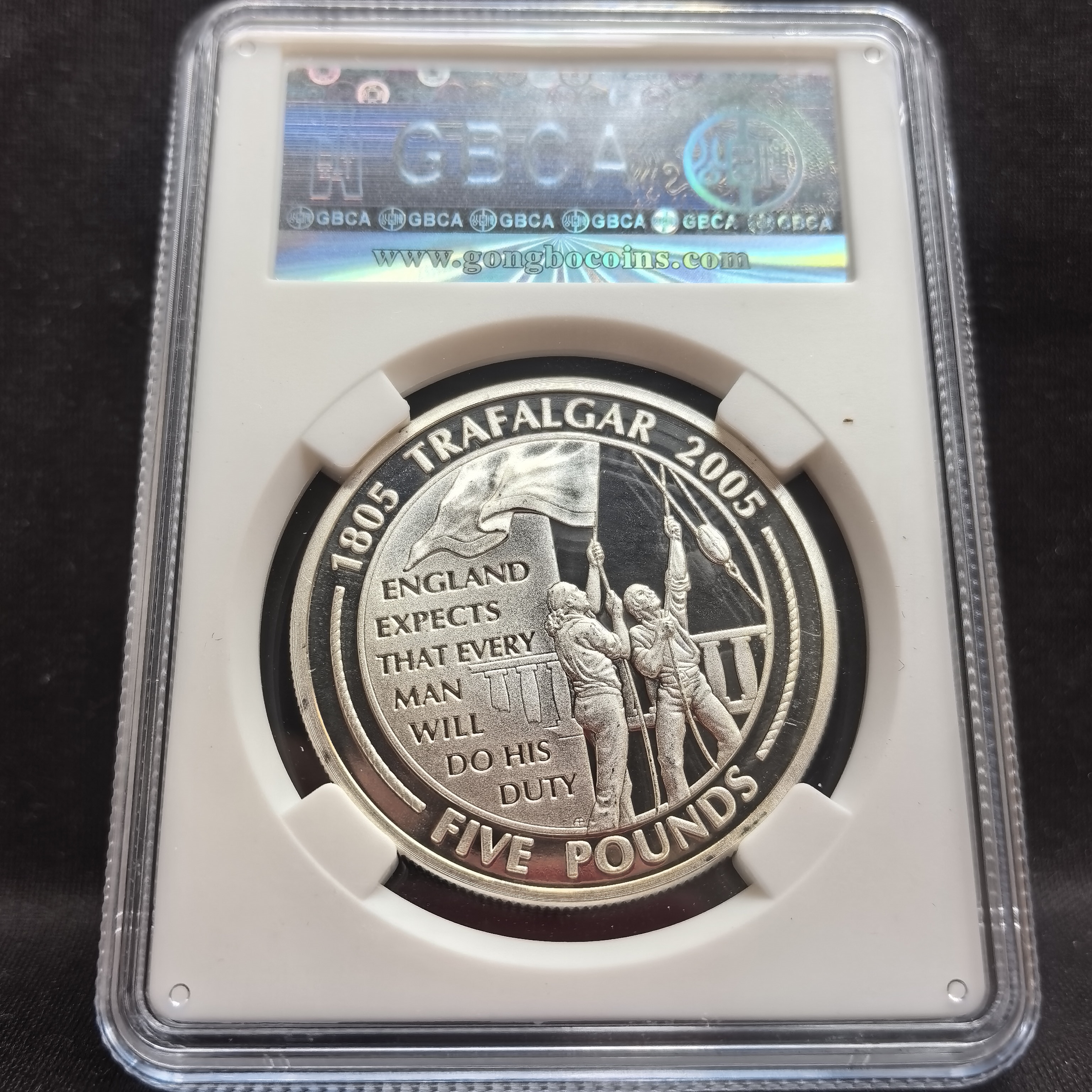 稀有信号旗 特拉加海战28.3g伊丽莎白女王精铸银币