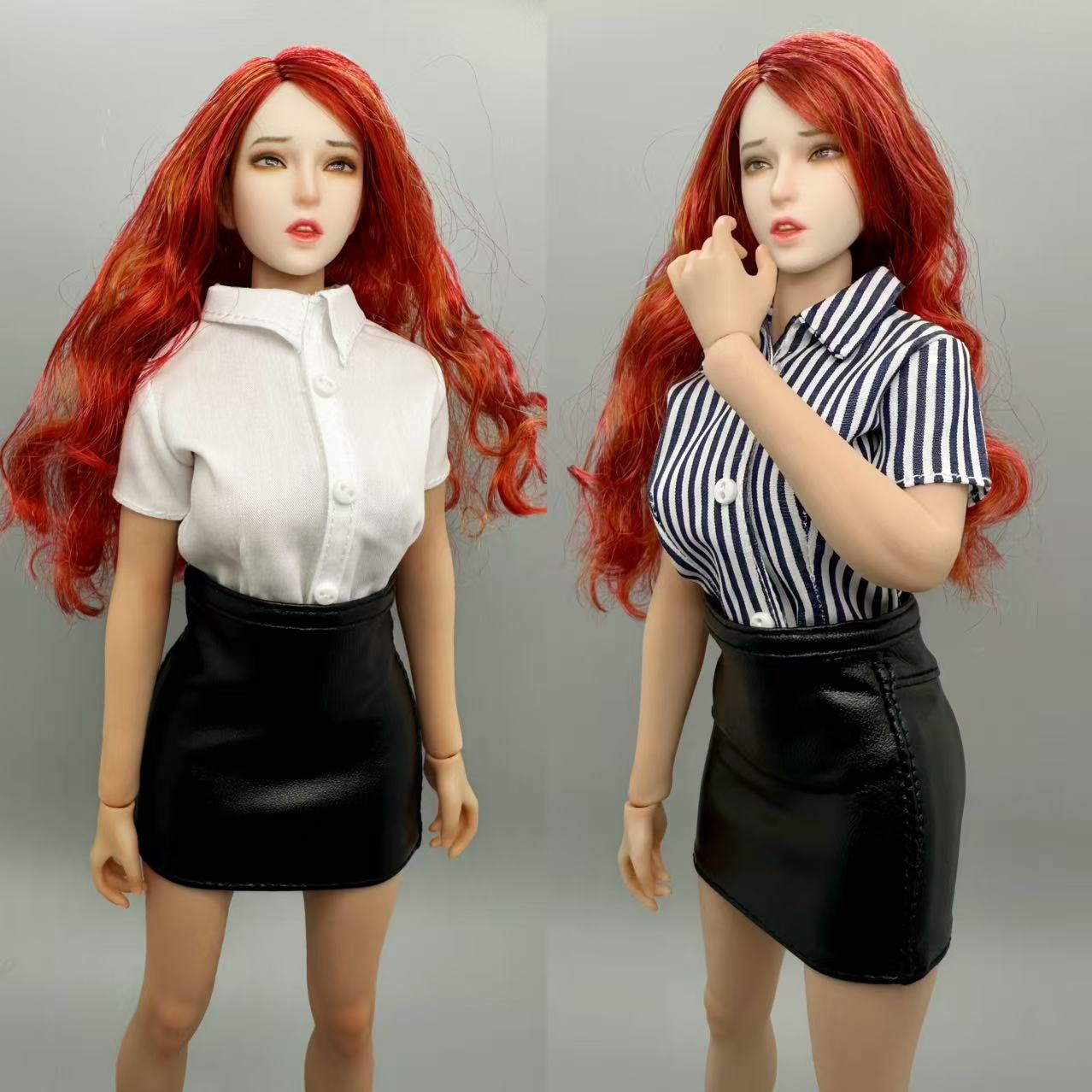 1:6tbl ud ld vcd包胶素体女兵人偶衣服配件衬衫裙子