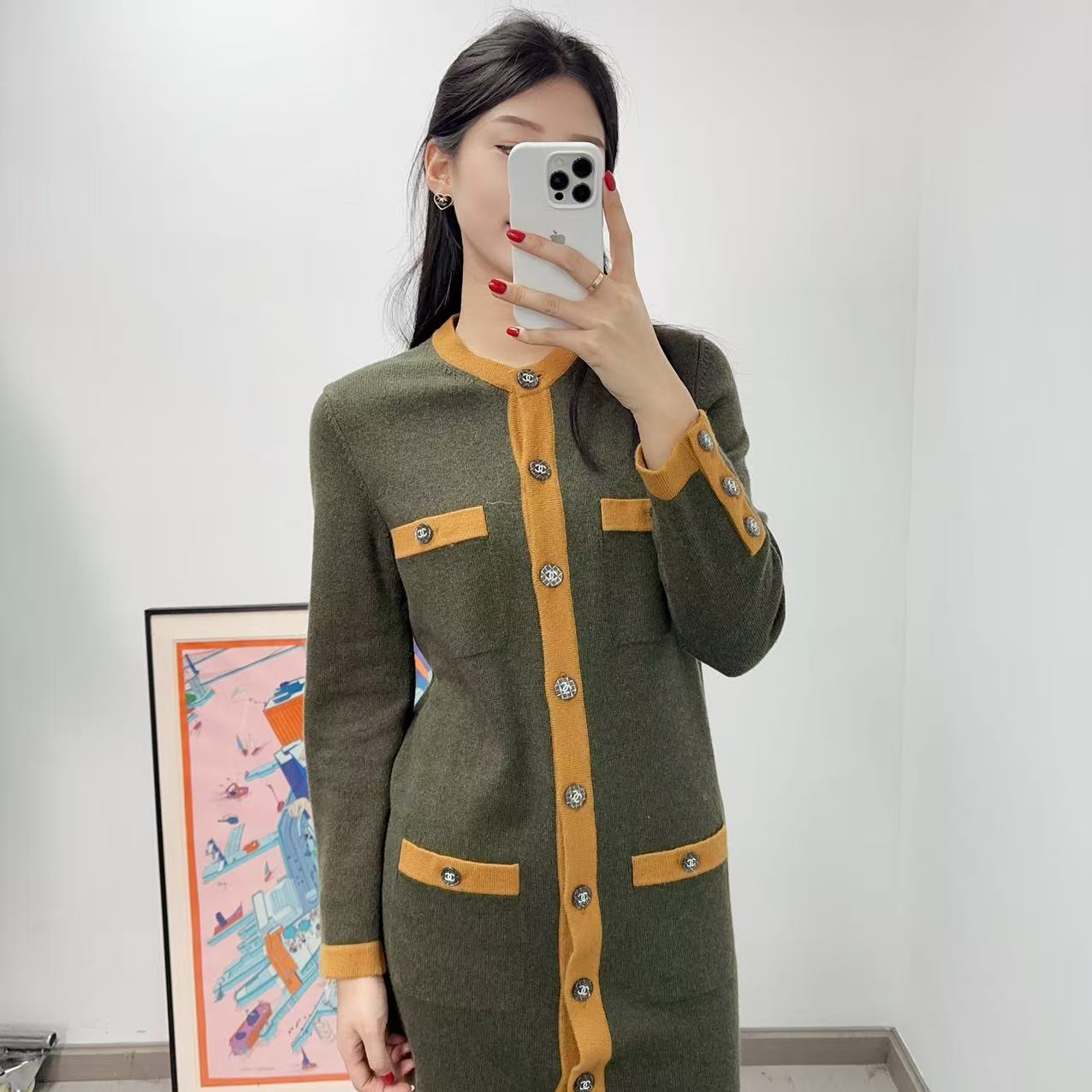 95新 Chanel/香奈儿 长款四口袋羊绒开衫/251204ZPXHR22