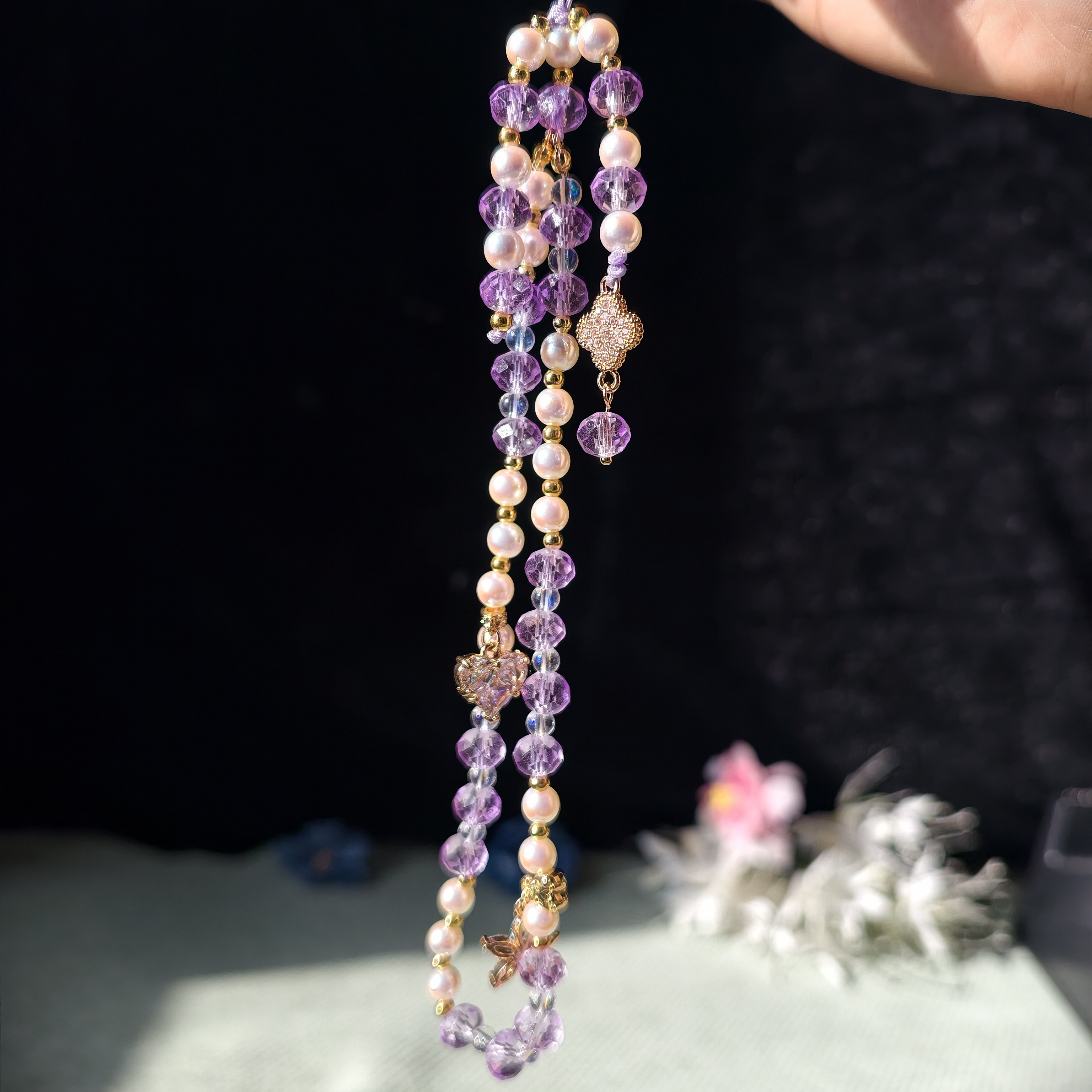 风雪初晴大爆闪花绵手机链手工气质古风轻奢百搭复古汉服配饰国风