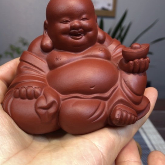 紫砂茶壶弥勒佛摆件