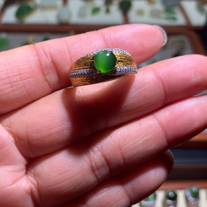 和田玉（碧玉）戒指银S925镶嵌