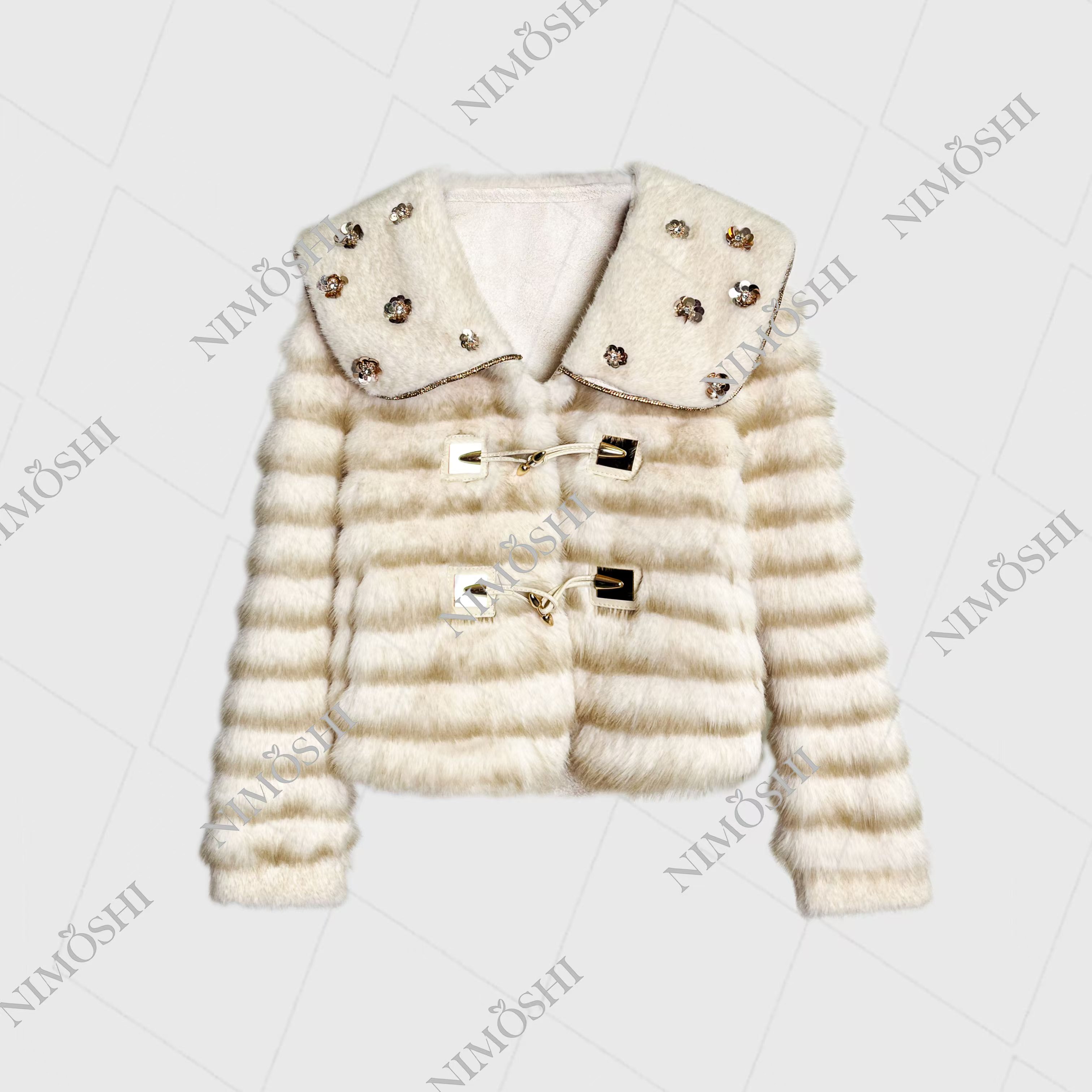 人造皮草 【夏夏专属】新款海军蓝轻奢时尚百搭名暖风短外套Y1020