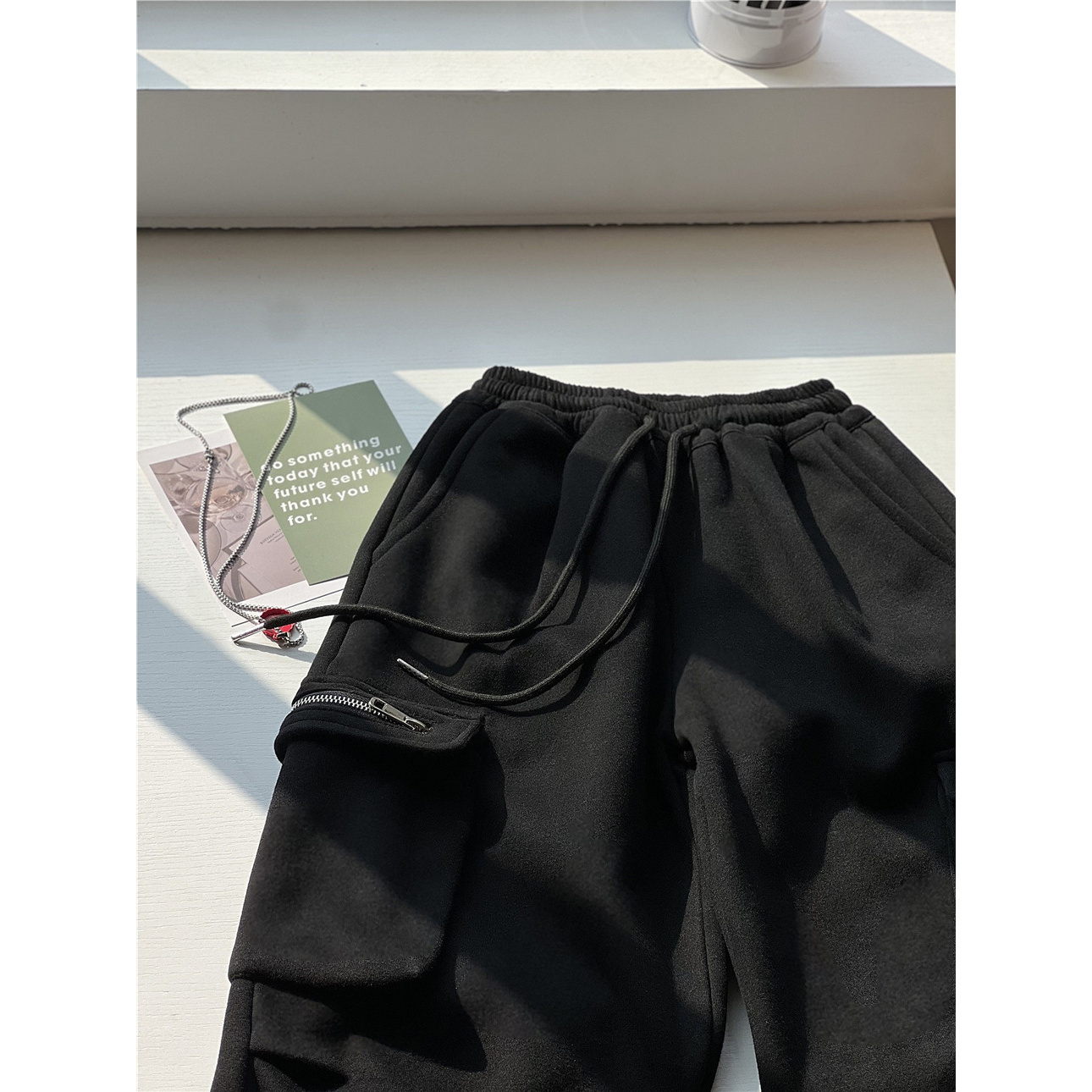 2025冬款童裤儿童加绒工装针织长裤韩版简潮男童柔软保暖休闲裤子