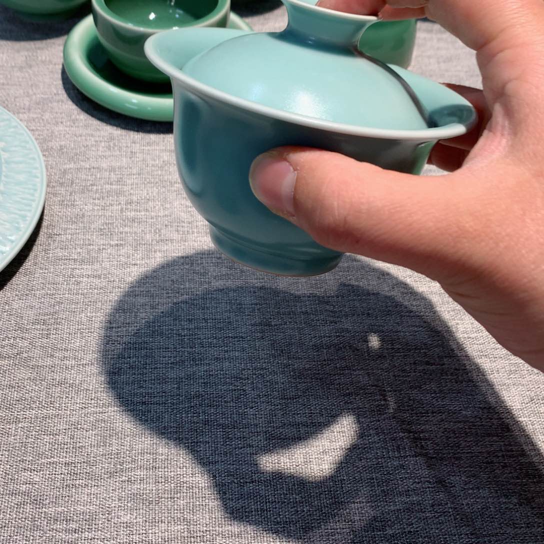 静**光龙泉青瓷茶具盖碗