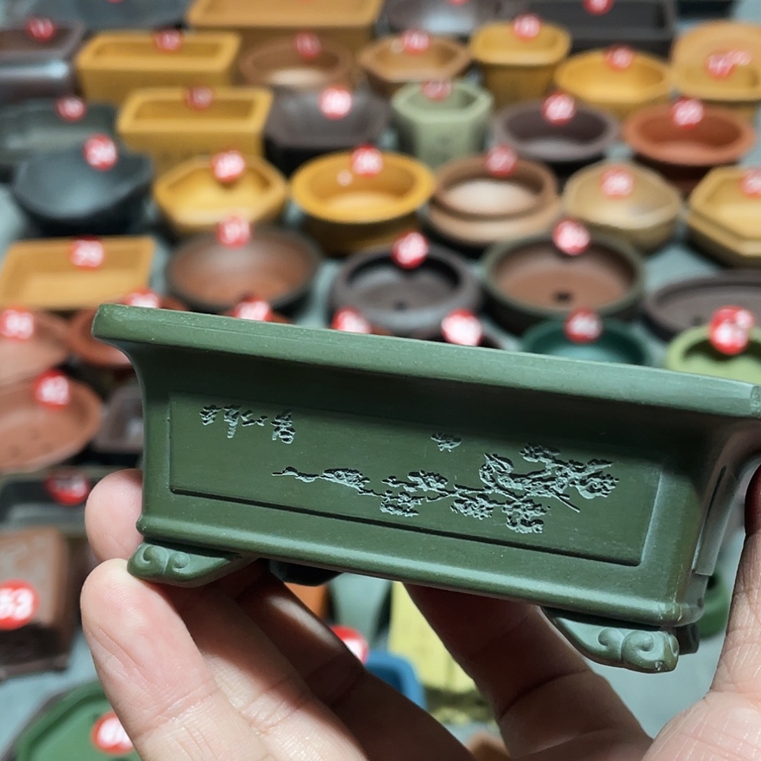 清***雲紫砂小盆8.5*6*3微瑕