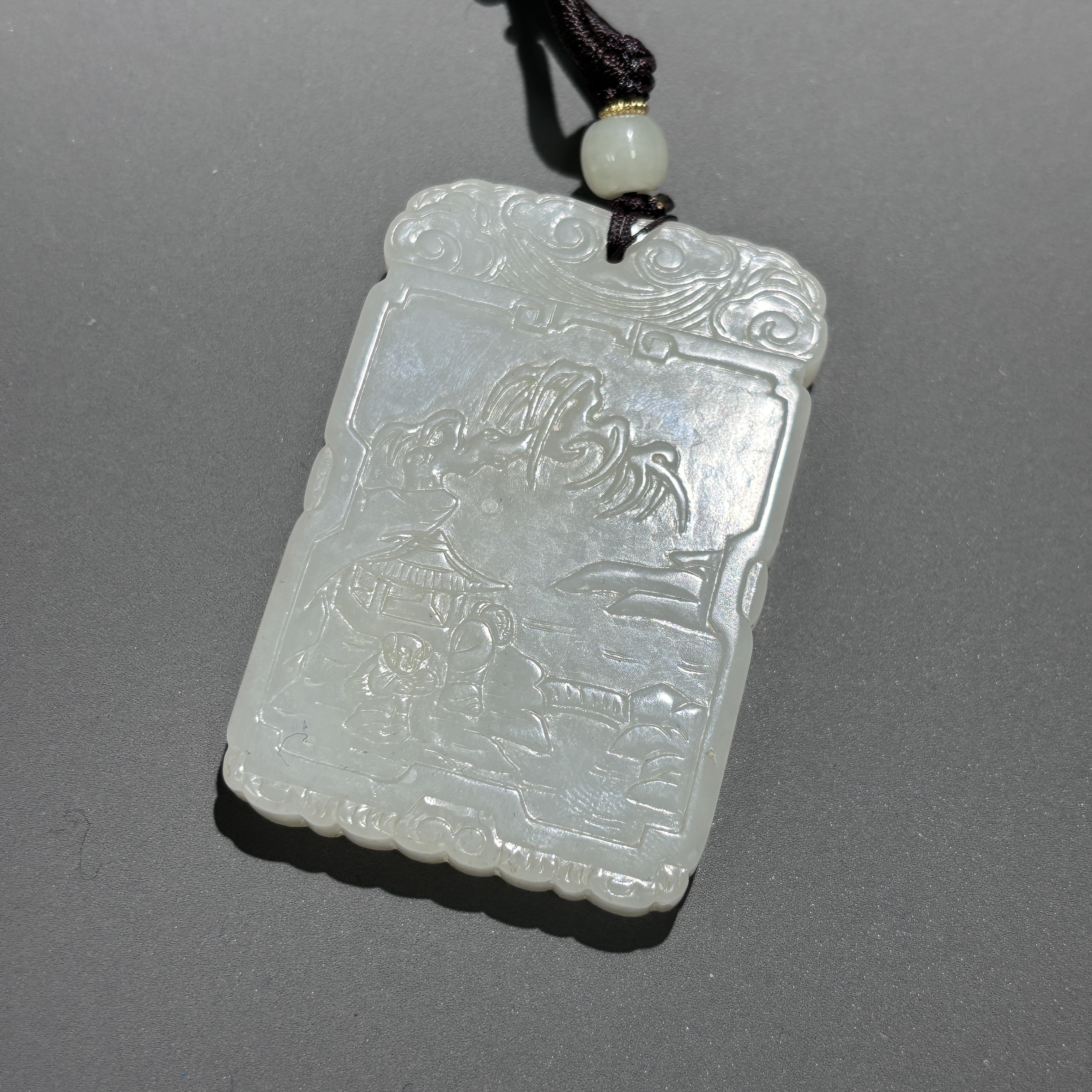 清代和田玉人物故事牌 