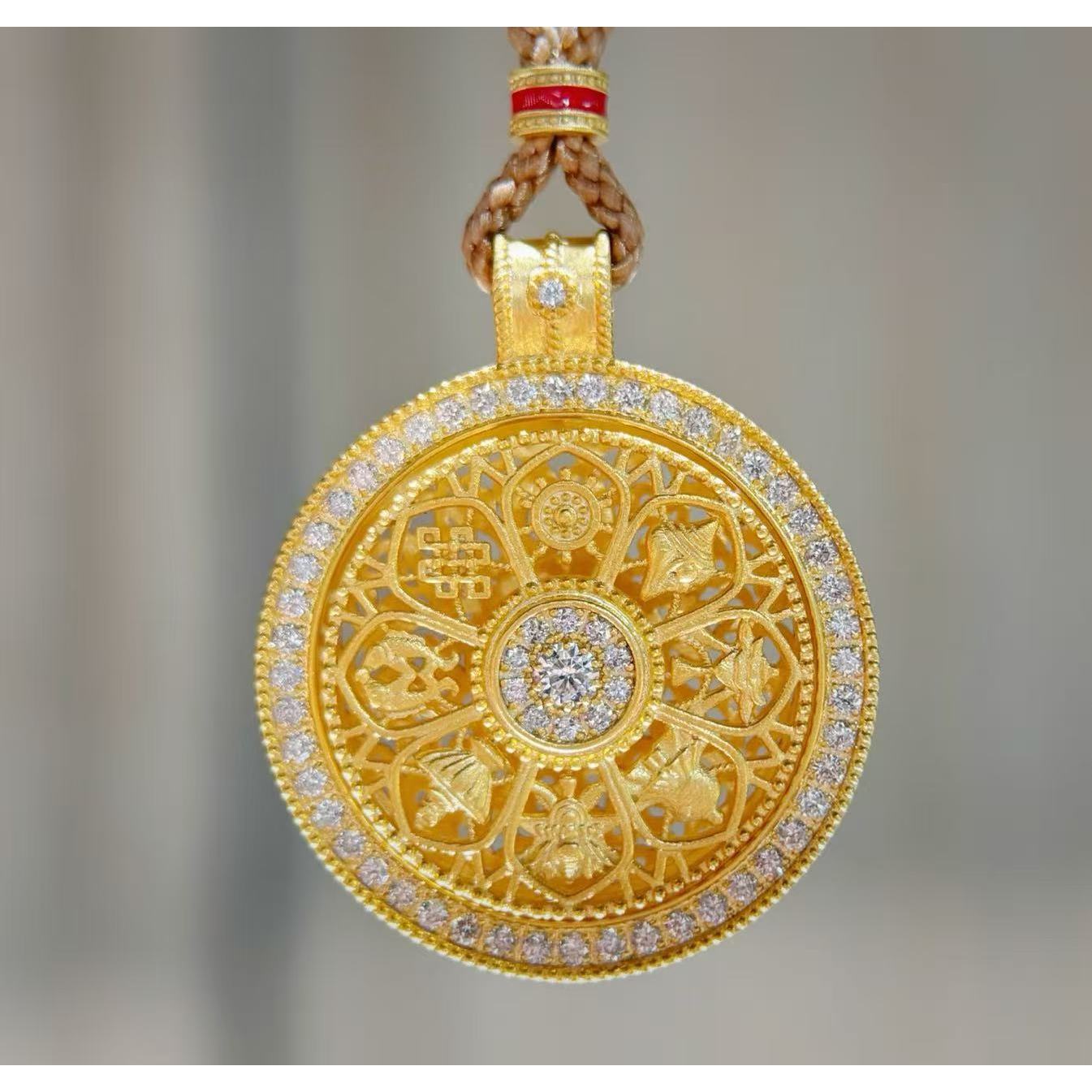 QANNA【旋转八宝罗盘】【国潮风】新中式复古时尚钻石吊坠（赠绳）AY