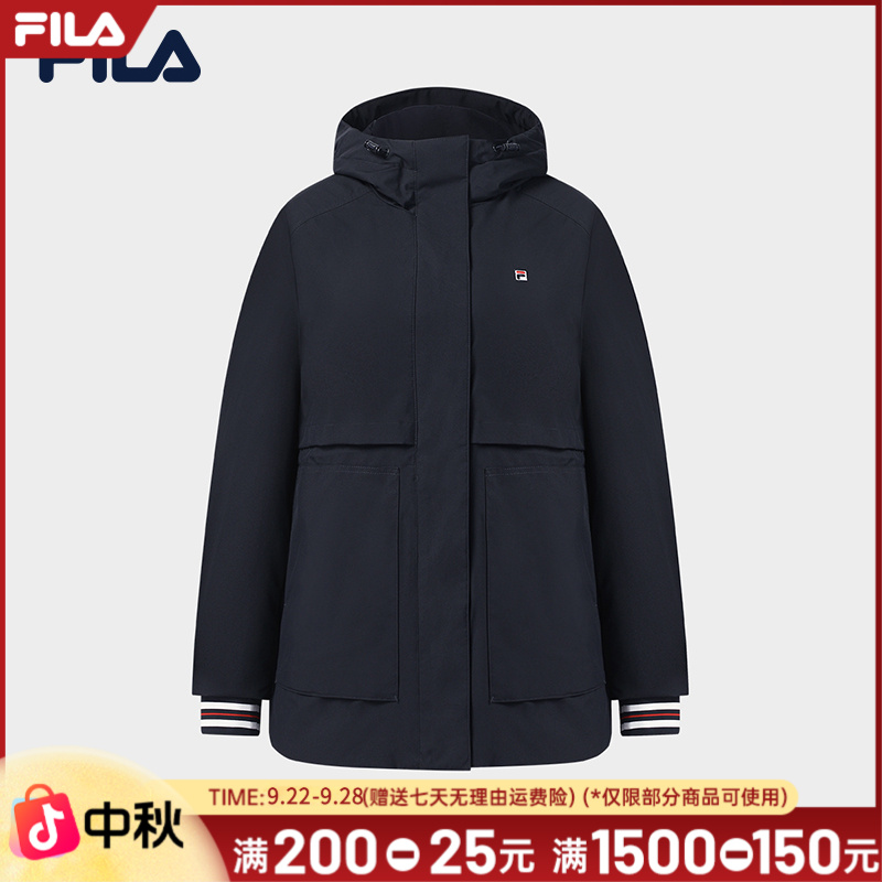 Fila/斐乐收口袖连帽防风女运动棉衣秋冬时尚中长款F11W548914F