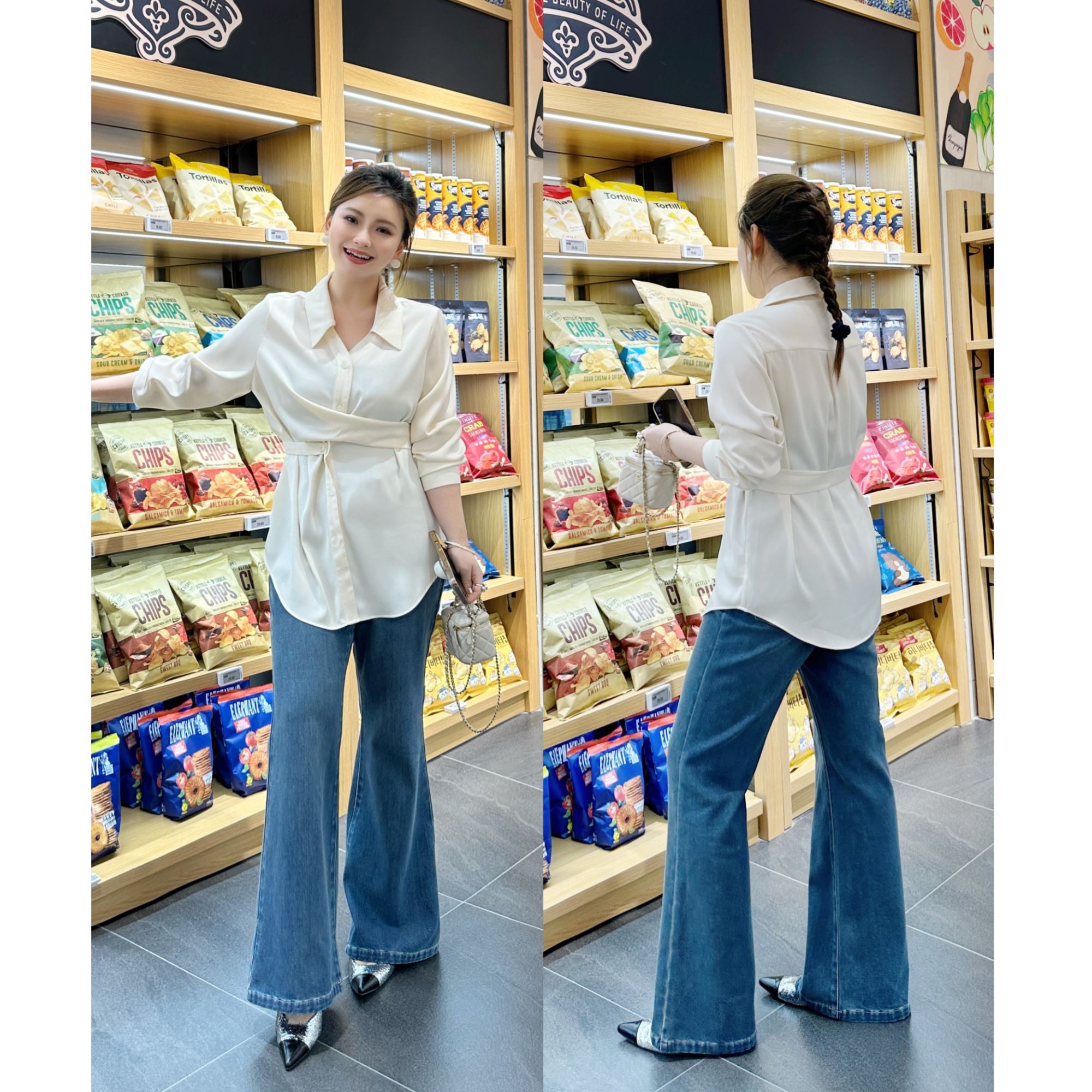 裂渡杨杨【智性大女主】微胖大码女春气质百搭显瘦交叉衬衫ZY502Q01