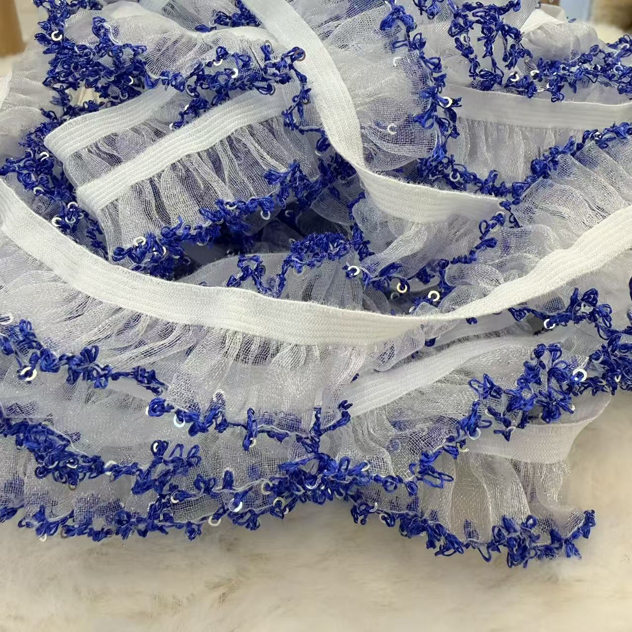 M26克莱因蓝亮片木耳边