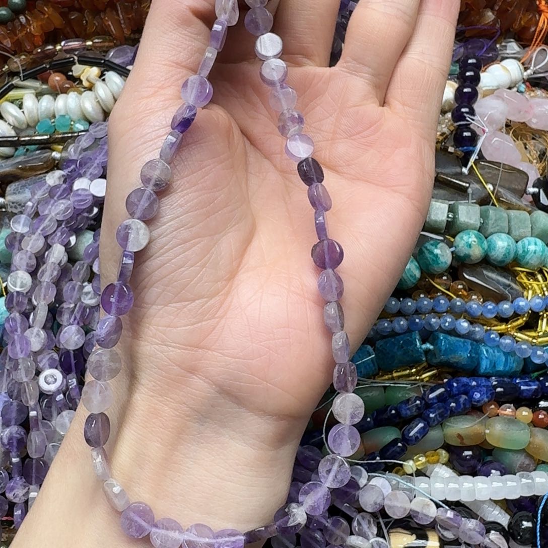 玛瑙/玉髓合金珠宝半成品一条8m紫水晶