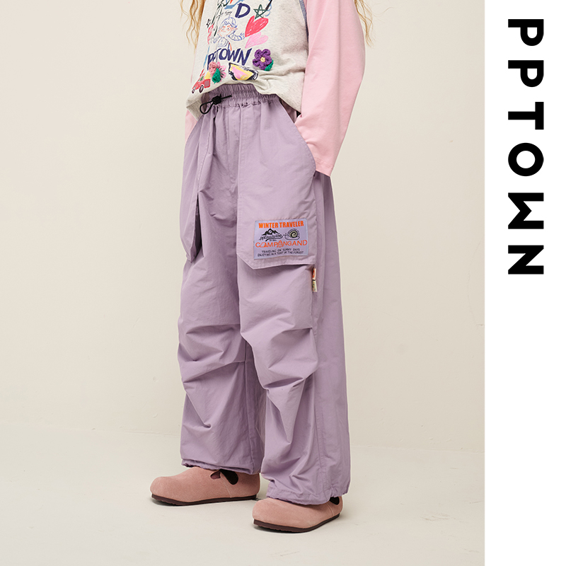 女童伞兵工装裤防泼水2025新款秋冬儿童运动裤大童阔腿裤12352