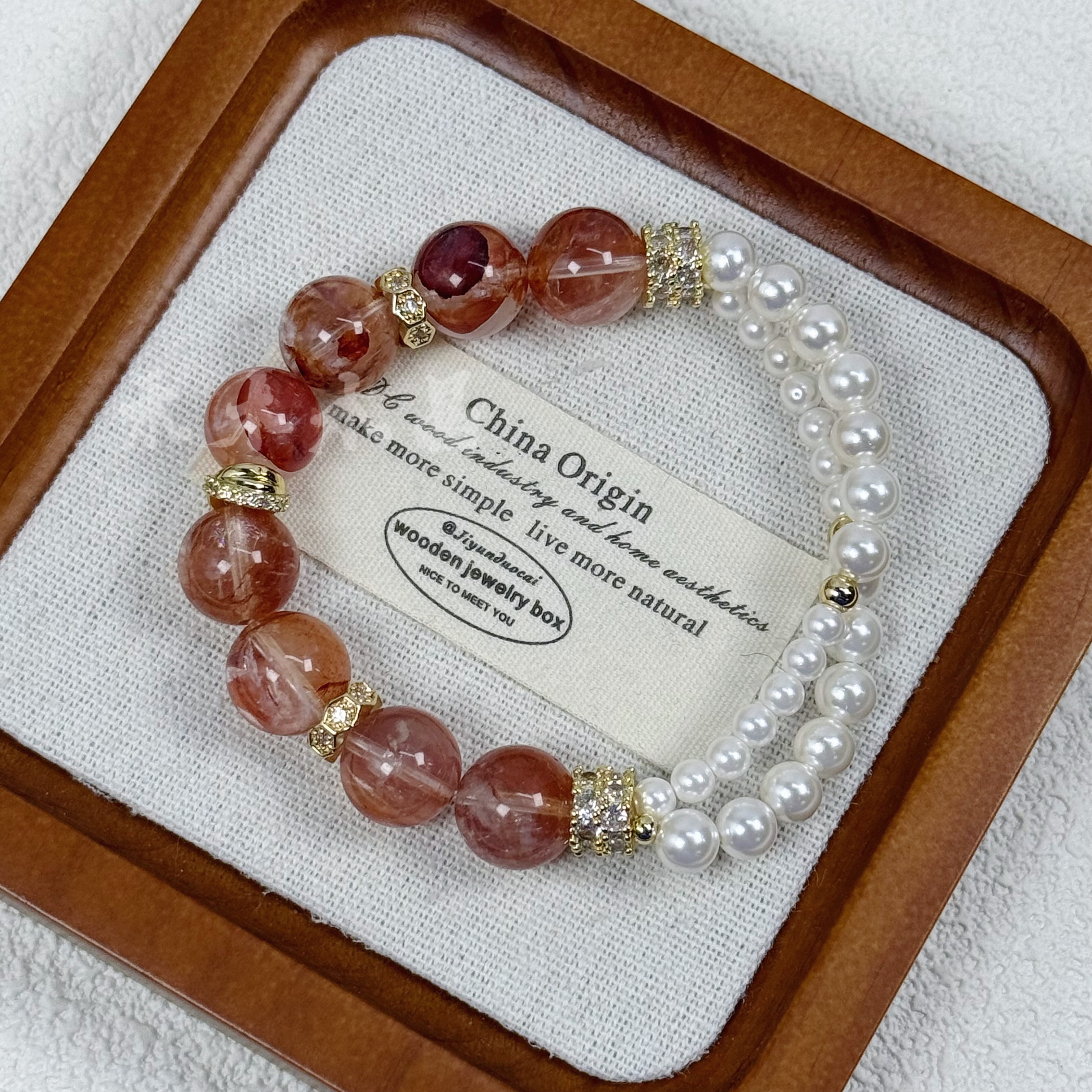 1105-【韶华】红胶花手串轻奢贝珠复古小众设计感手链