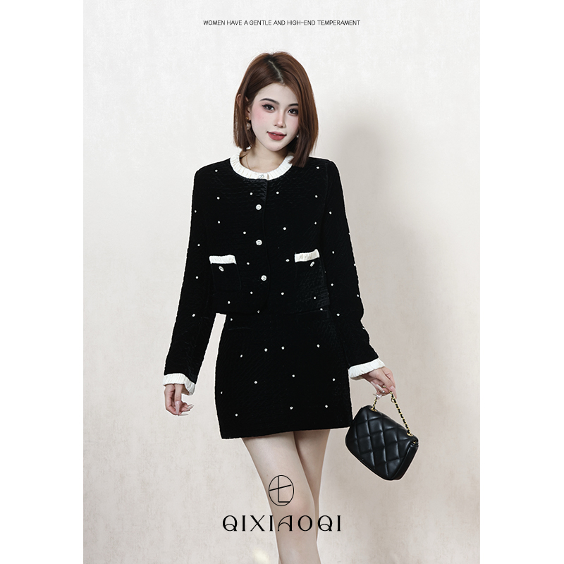 七小七Sicily【星河缪斯】法式气质设计感外套+半身裙轻奢两件套