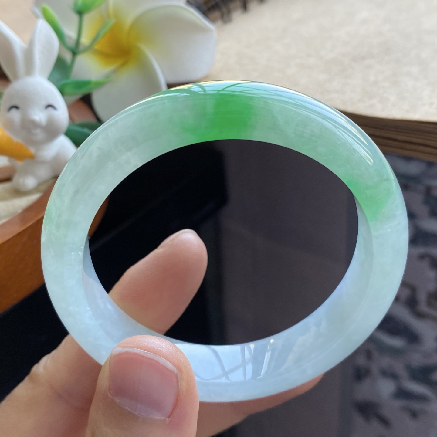 03.14批阳绿色镯1853号51.5-12.3-7.9！天然翡翠手镯