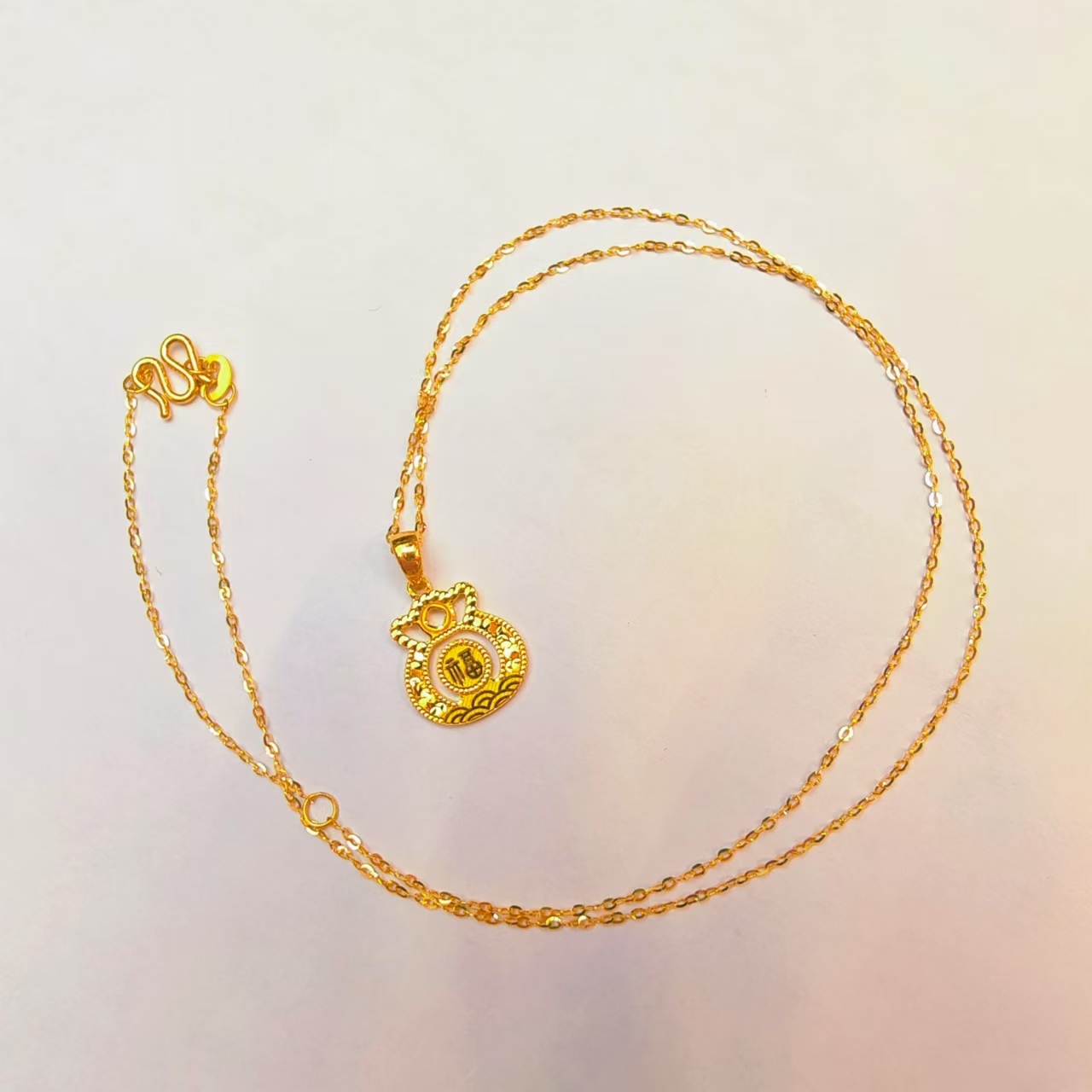 41#足金999 5G工艺黄金套链福字葫芦