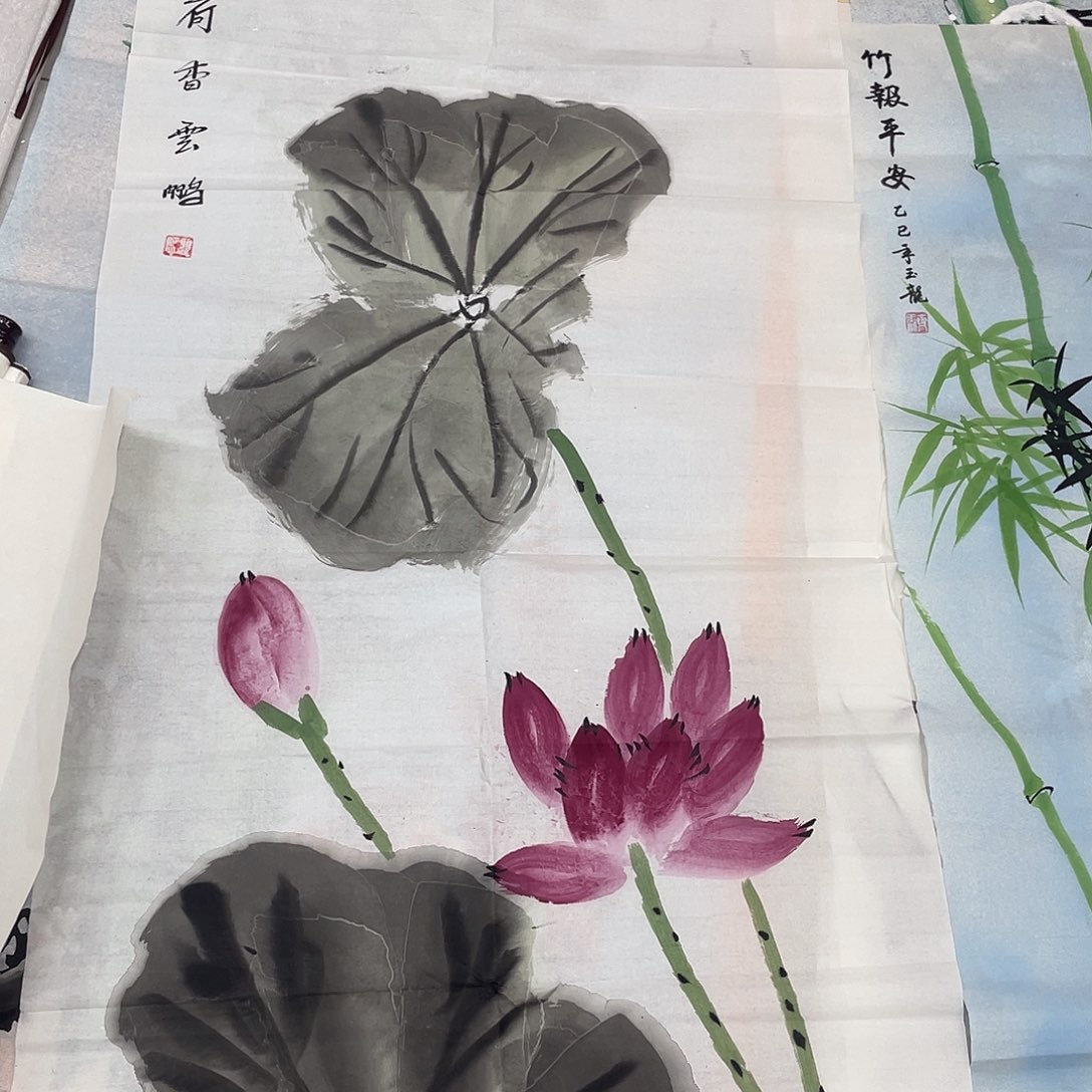 国画国画作品原稿四尺竖荷花